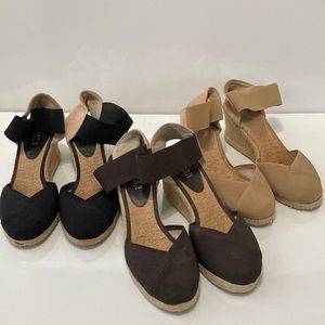 LAUREN Ralph Lauren Espadrilles size 9.5 three pair set in black, brown and tan